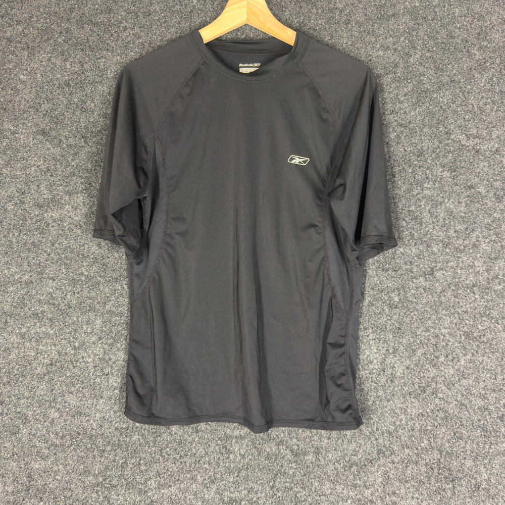 Reebok Activewear T-Shirt Men XL Black Short Sleeve Crew Neck Pullover Athletic